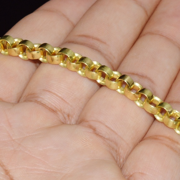 VINTAGE ITALIAN SOLID 18K GOLD ROLO LINK STACKING CHAIN BRACELET - Picture 9 of 10